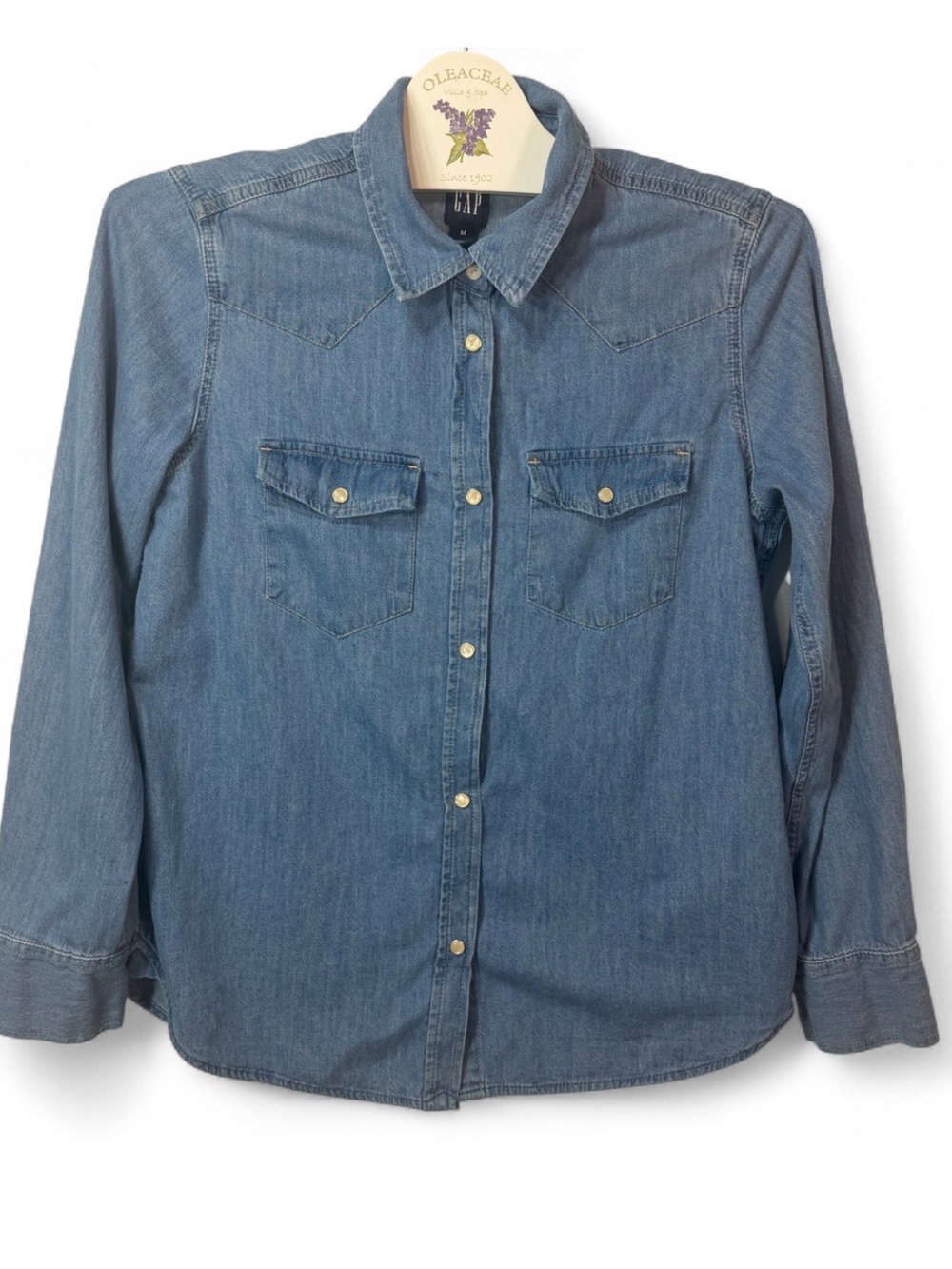 GAP Women’s 1969 Denim Western Shirt Long Sleeve Collard Button Up Shirt Size M - Picture 3 of 10